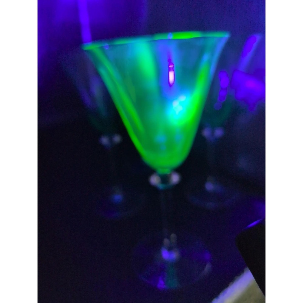Vtg 8" Cambridge Goblet Glass Barware 8 Oz 40s Glows Uranium Lot of 4